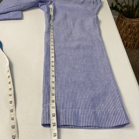 Talbots Easy Drawstring Stripe Pant Linen Cotton Coastal Loose Fit Comfy Airy - Picture 13 of 16